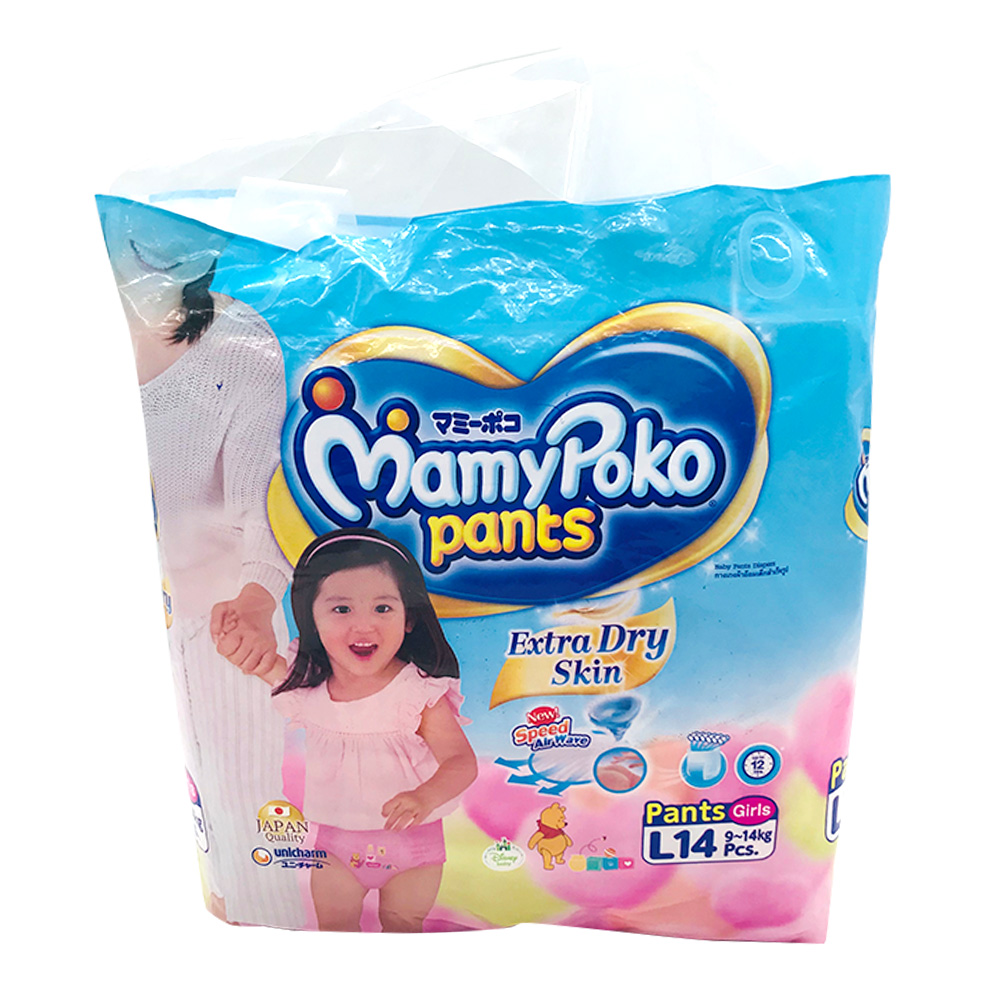 Mamy Poko Diaper Pants Extra Dry Skin 14's SizeL (Girls)